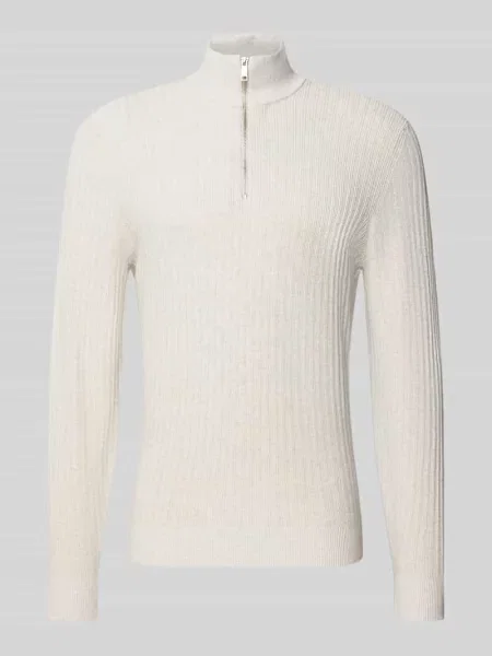 Bluza z kołnierzem o kroju regular fit z czystej bawełny Christian Berg Men biała