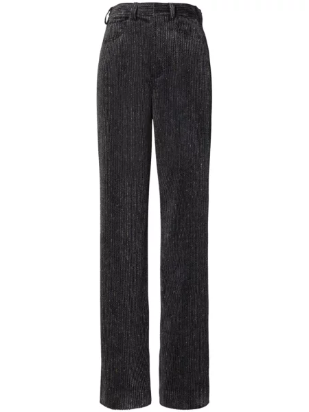 Pantaloni Tory Burch de catifea cord gri