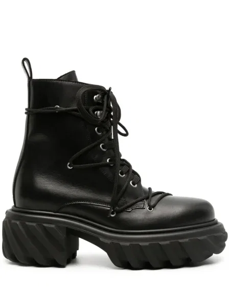 Botine Off-white din piele alb