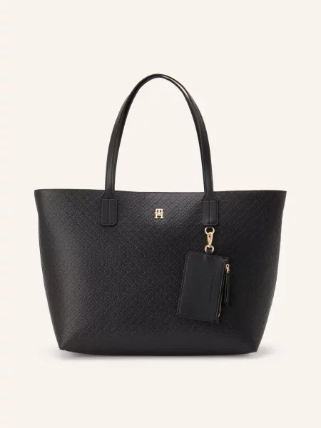 Kabelka Tommy Hilfiger Th Icon Tote Mono černá