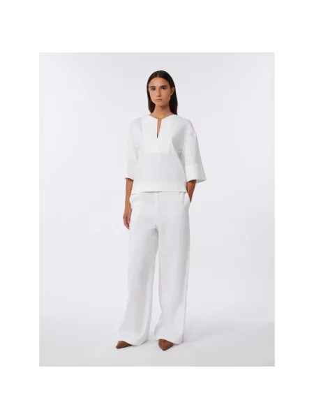 Lniana bluzka Max Mara biała