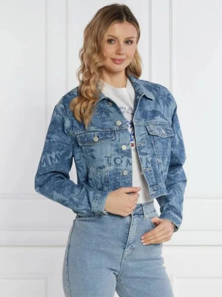 Tommy Jeans Geacă de blug | Cropped Fit albastru