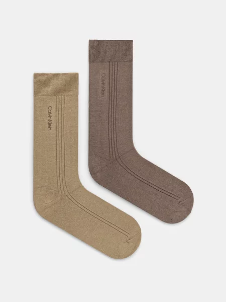 Чорапи Calvin Klein 2 чифта зелено бежово