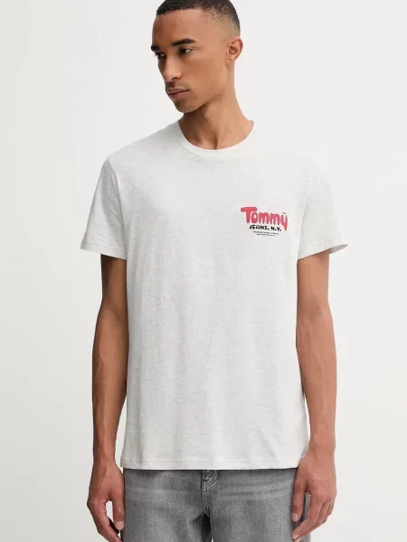 Тениска Tommy Jeans с принт сиво