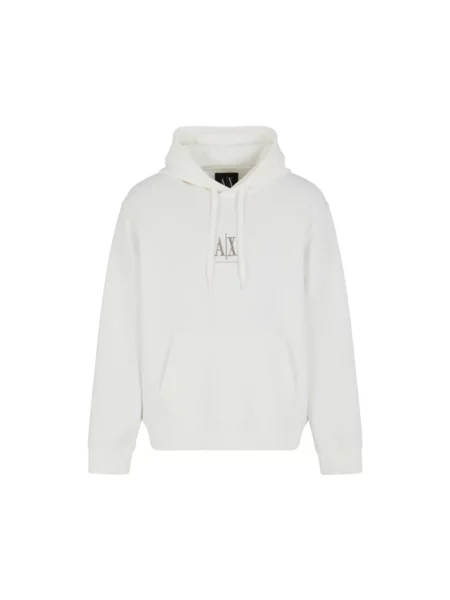 Armani Exchange bluza z kapturem z aplikacją biały