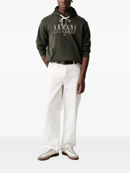 Суичър с качулка Armani Exchange с автограф зелено