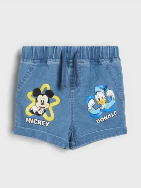 Sinsay Džínové kraťasy Mickey Mouse modrá