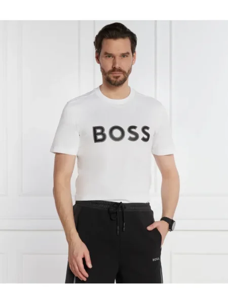 BOSS GREEN Tricou Tee 1 | alb