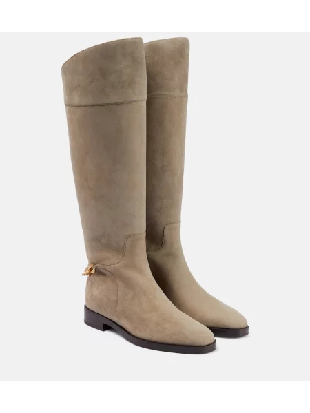 Cizme Jimmy Choo din piele de căprioară fără toc gri