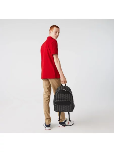 Lacoste plecak duży wzorzysty czarny