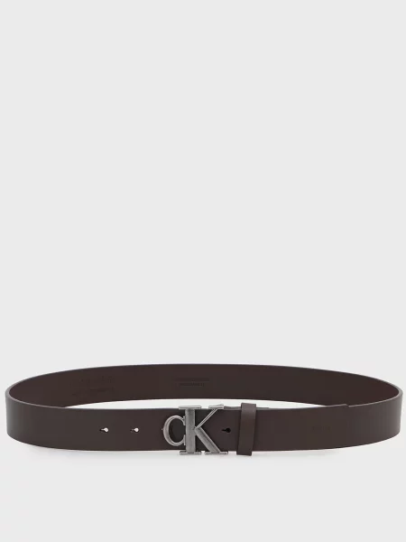 Шкіряний ремінь Calvin Klein з пряжкою коричневий