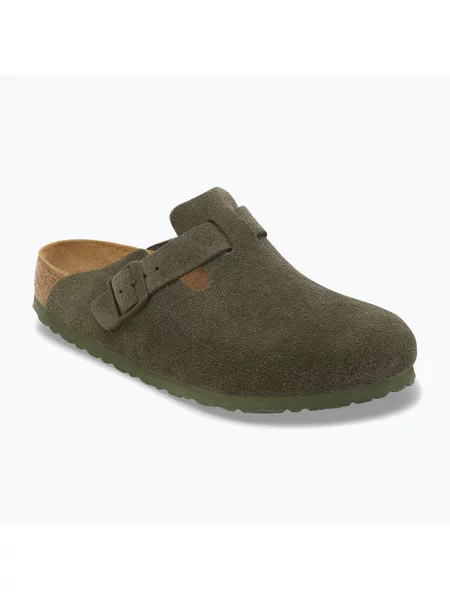 Замшевые шлепанцы Birkenstock зеленые