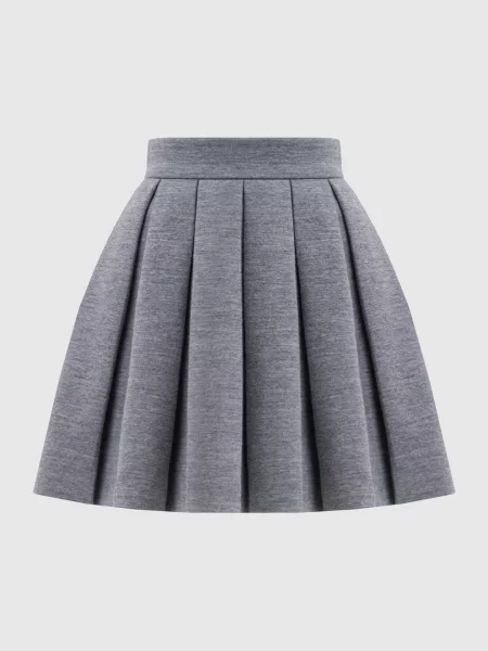 Меланжева спідниця міні з вовною Balmain сіра