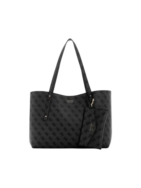 Duża torebka skórzana Guess skórzana czarna
