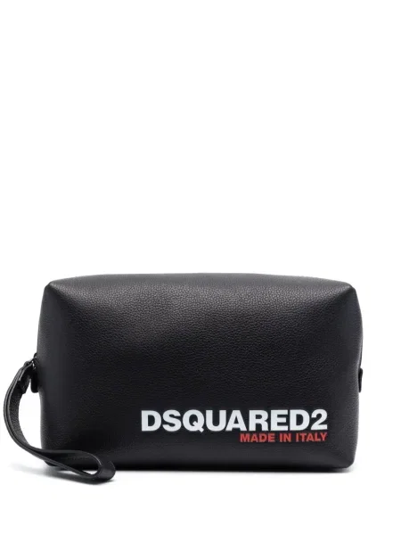 Geantă Dsquared2 din piele cu imagine negru