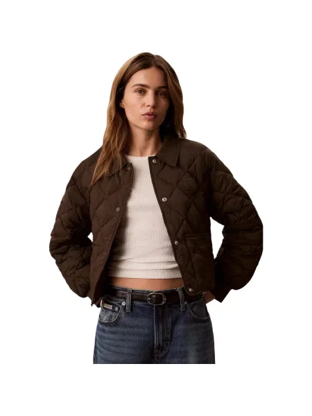 Krótka kurtka jeansowa Calvin Klein Jeans brązowa