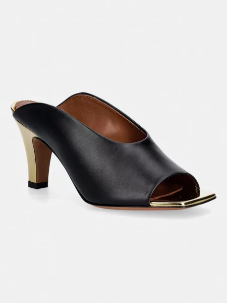 Кожаные шлепанцы Pollini на шпильке