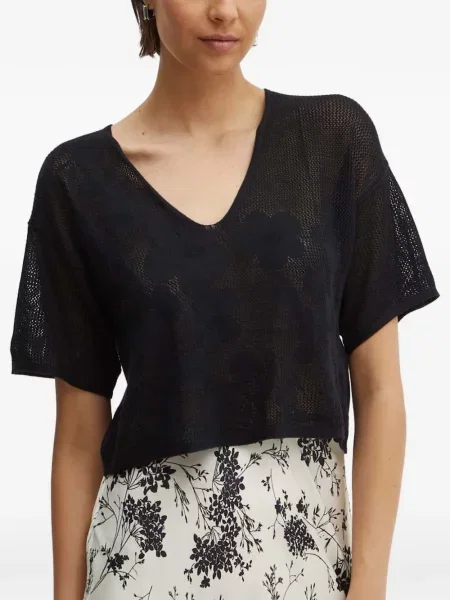 Tricou Benetton cu decolteu în V negru