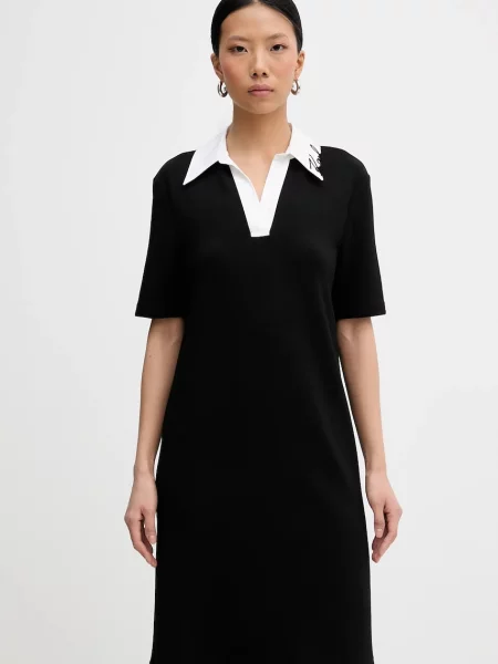 Karl Lagerfeld rochie SIGNATURE mini drept negru