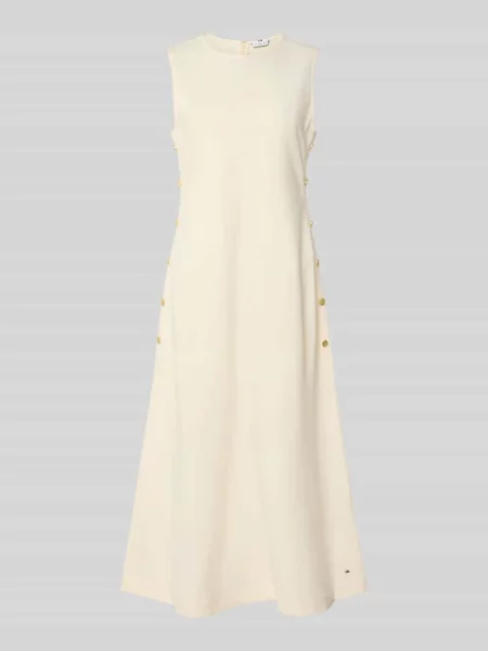 Sukienka etui taliowana z mieszanki bawełny Tommy Hilfiger biała