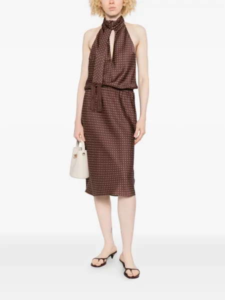 Rochie midi Posse cu buline maro
