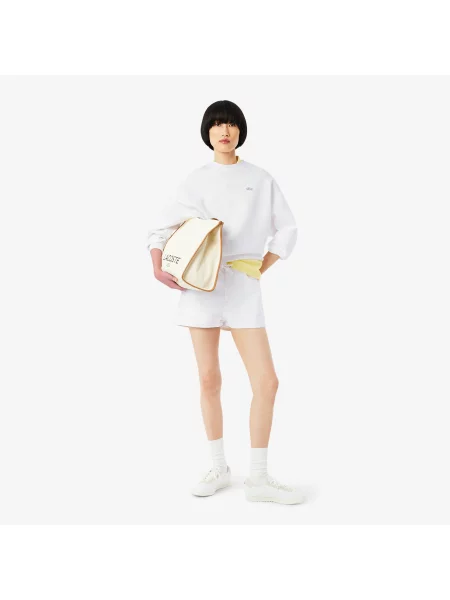 Lacoste Bluza Oversize Z Dwustronnego Jerseyu biała