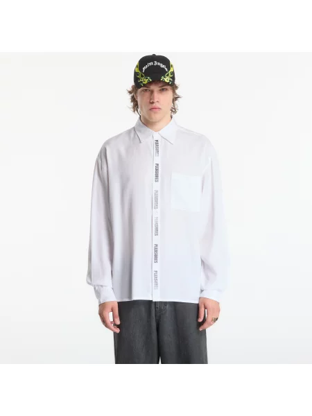 Cămașă PLEASURES Impact Button Up White L alb