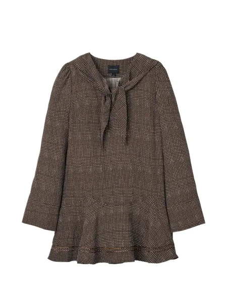 Mała sukienka mini Marc Jacobs w grochy garniturowa brązowa