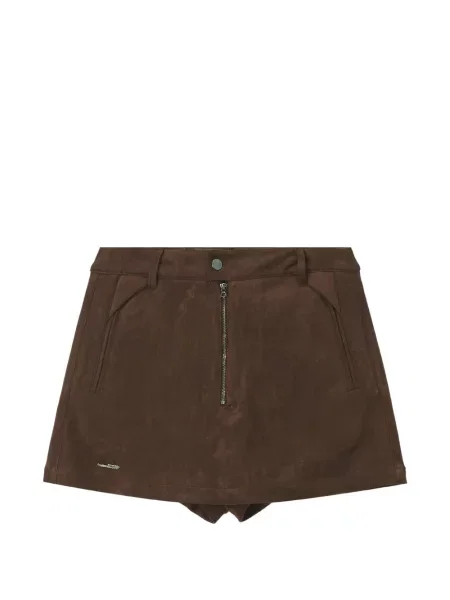 Pantaloni scurți Izzue din piele de căprioară maro