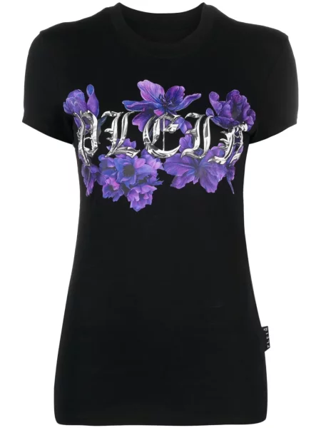 Tricou Philipp Plein cu imagine scurt negru
