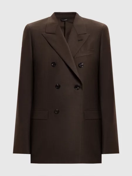 Двобортний жакет з вовни Loro Piana коричневий