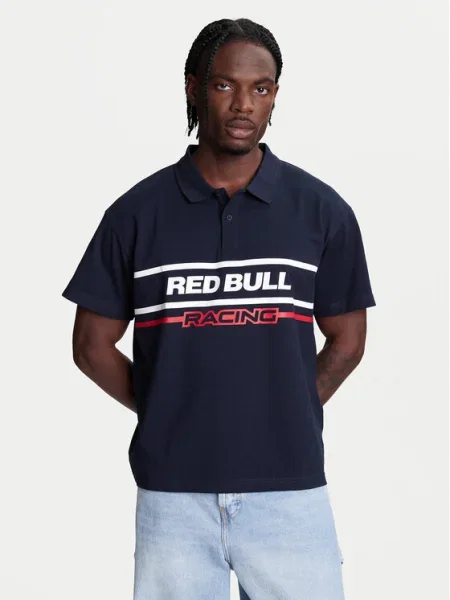Тениска с яка Red Bull Racing x Pepe Jeans MOTO PANEL POLO тъмносиньо с принт червено