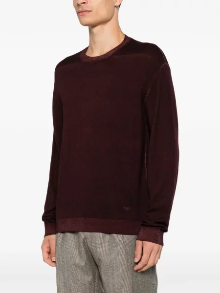 Vilnonis megztinis Emporio Armani apvaliu kaklu violetinė