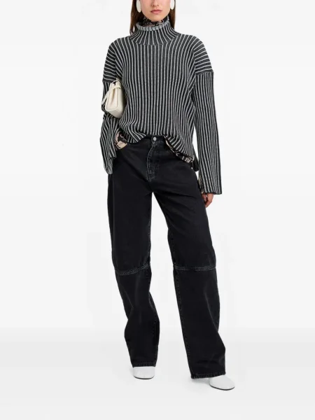 Pulover Proenza Schouler White Label cu dungi tricotate alb