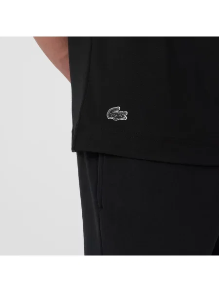 Lacoste Koszulka Regular Fit Z Nadrukiem Piqué czarna