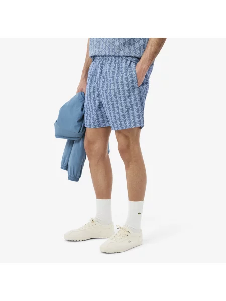 Lacoste Kąpielówki Z Nadrukiem Monogramu niebieskie