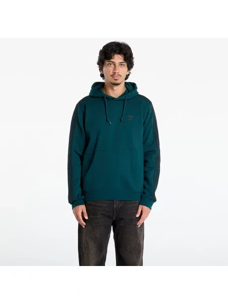 Prugasta majica s kapuljačom Adidas Originals sa dugačkim rukavima zelena