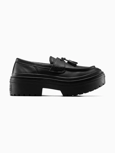 Converse mocasini de piele CHUCK TAYLOR ALL STAR LUGGED HEEL LOAFER cu platforma negru