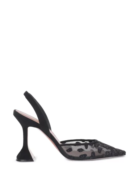 Pantofi cu toc Amina Muaddi din dantelă slingback negru