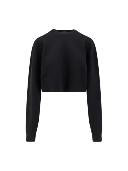 Sweter Tom Ford z kaszmiru z nadrukiem o skróconej długości czarny