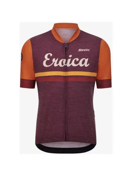 Koszulka rowerowa damska Santini x Eroica Iris Wool krótkim rękawem bordowo XS pomarańczowa