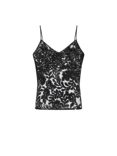 Haftowany top Golden Goose tiulowy czarny