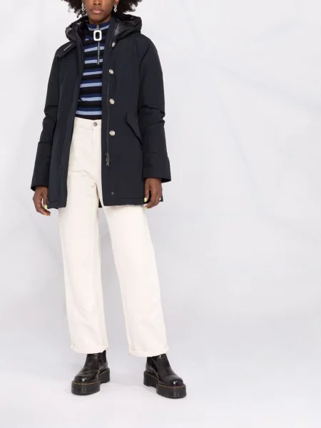 Kabát Woolrich s kapucí modrý