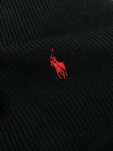 Pletený šál Polo Ralph Lauren s výšivkou černý