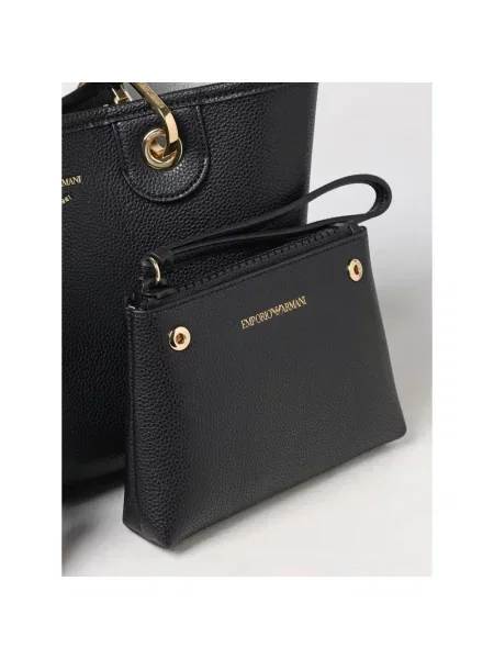 Torebka crossbody Emporio Armani z magnetycznym zapięciem skórzana czarna
