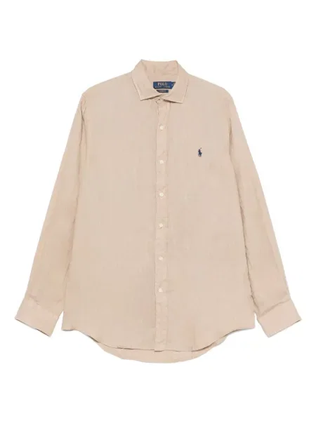 Ленена риза Polo Ralph Lauren на райета синьо