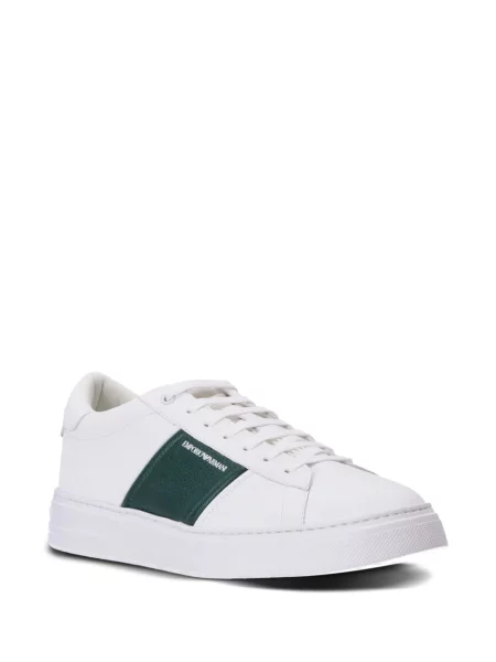 Kožené tenisky Emporio Armani s potiskem bílé