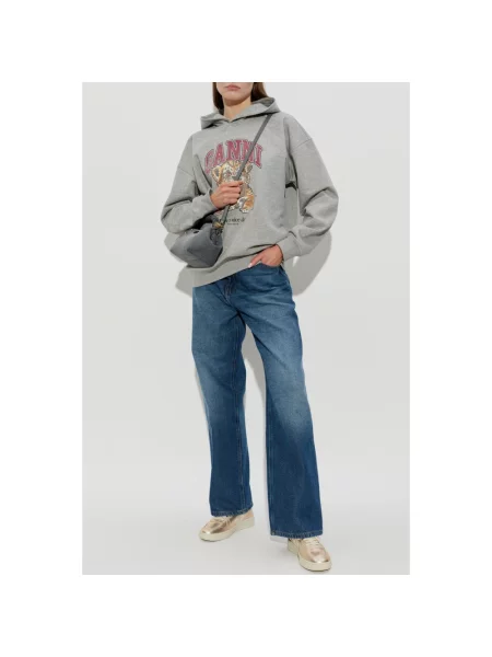 Jeansy straight leg Ganni niebieskie