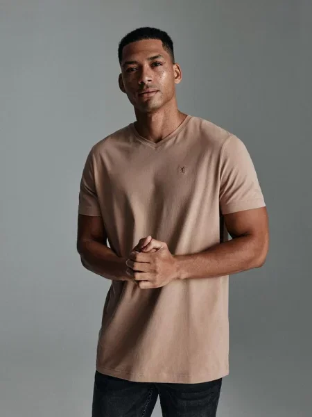 Футболка DIVERSE V Neck бавовна/еластан бежевий
