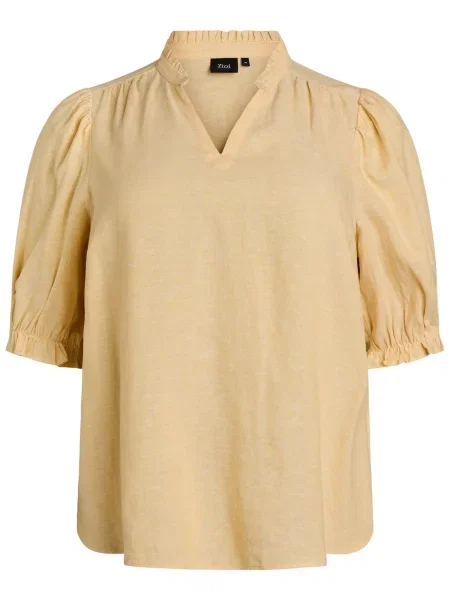 Zizzi Bluză Lina miere galben